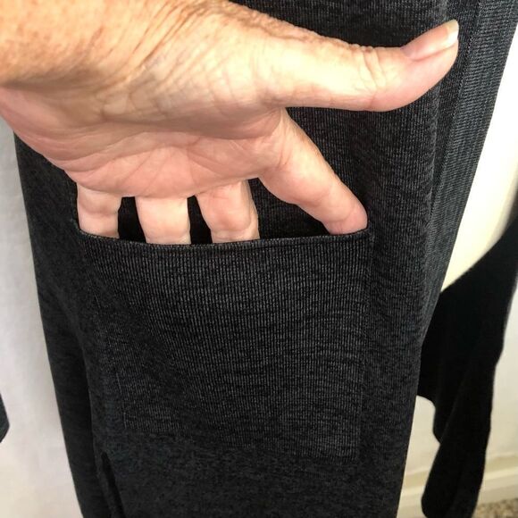 MISOOK LONG OPEN FRONT COLOR BLOCK CARDIGAN - Picture 4 of 9